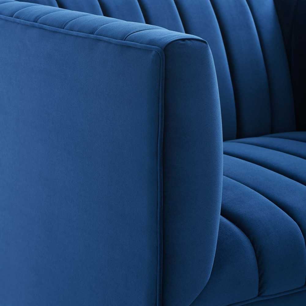 Shift Channel Tufted Performance Velvet Armchair, Navy