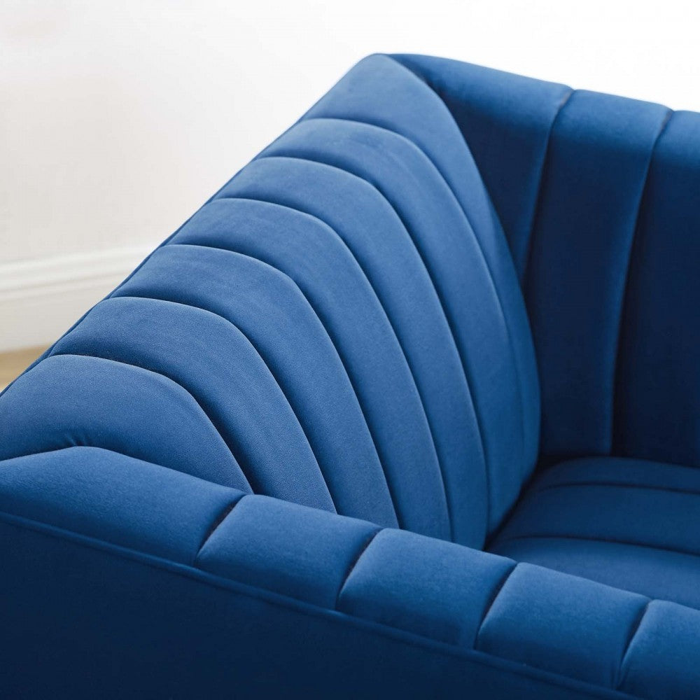 Shift Channel Tufted Performance Velvet Armchair, Navy
