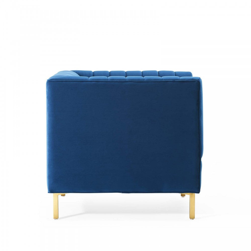 Shift Channel Tufted Performance Velvet Armchair, Navy