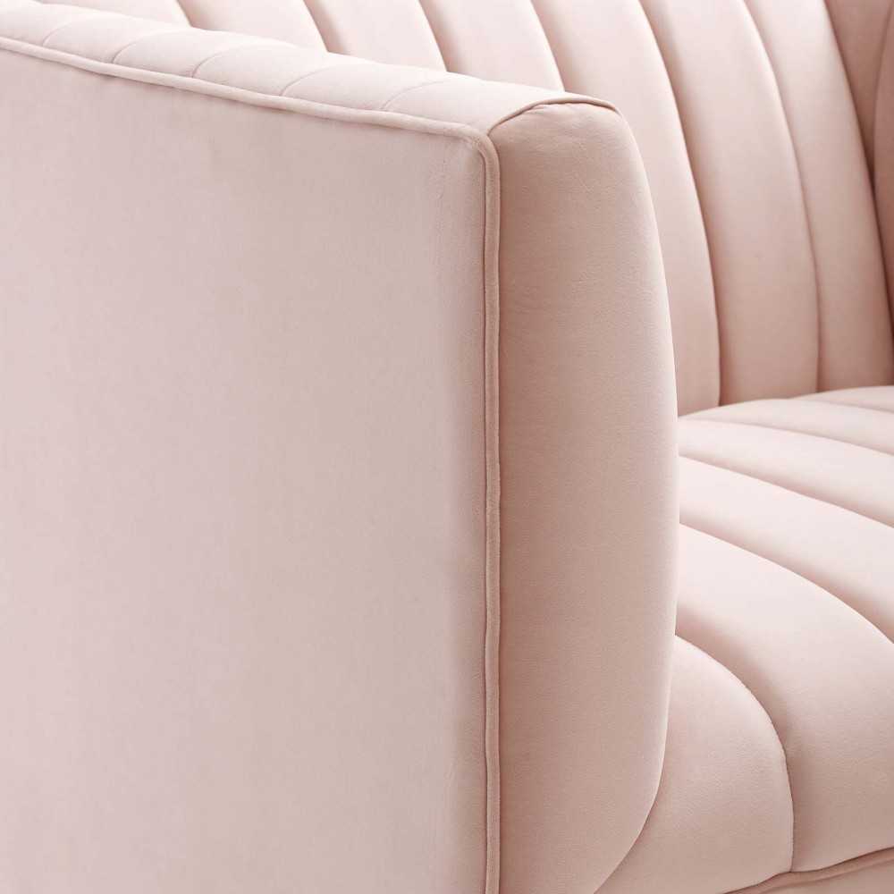 Shift Channel Tufted Performance Velvet Armchair, Pink
