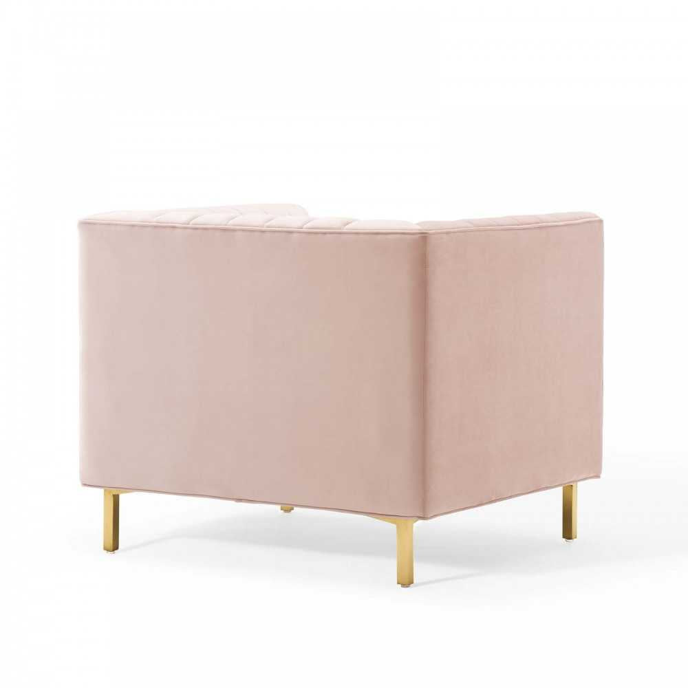 Shift Channel Tufted Performance Velvet Armchair, Pink
