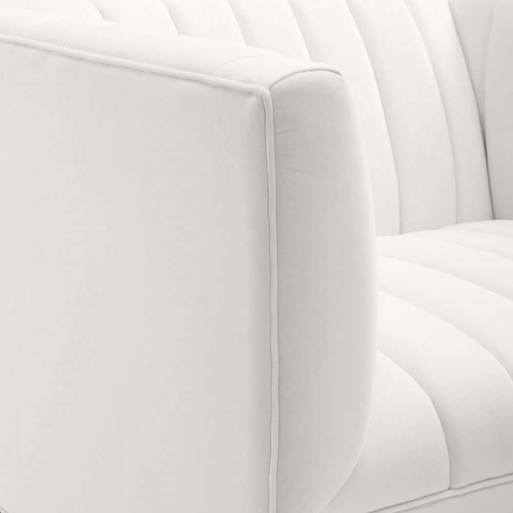 Shift Channel Tufted Performance Velvet Armchair, White