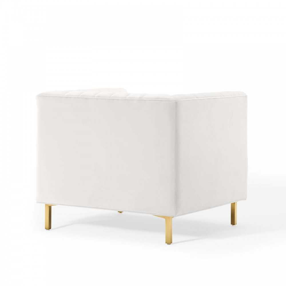 Shift Channel Tufted Performance Velvet Armchair, White