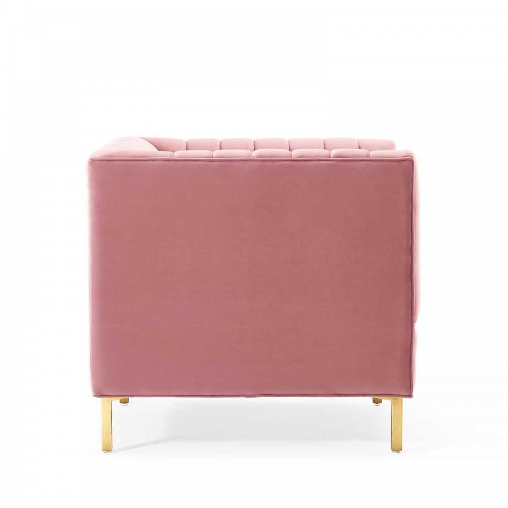 Shift Channel Tufted Performance Velvet Armchair, Dusty Rose
