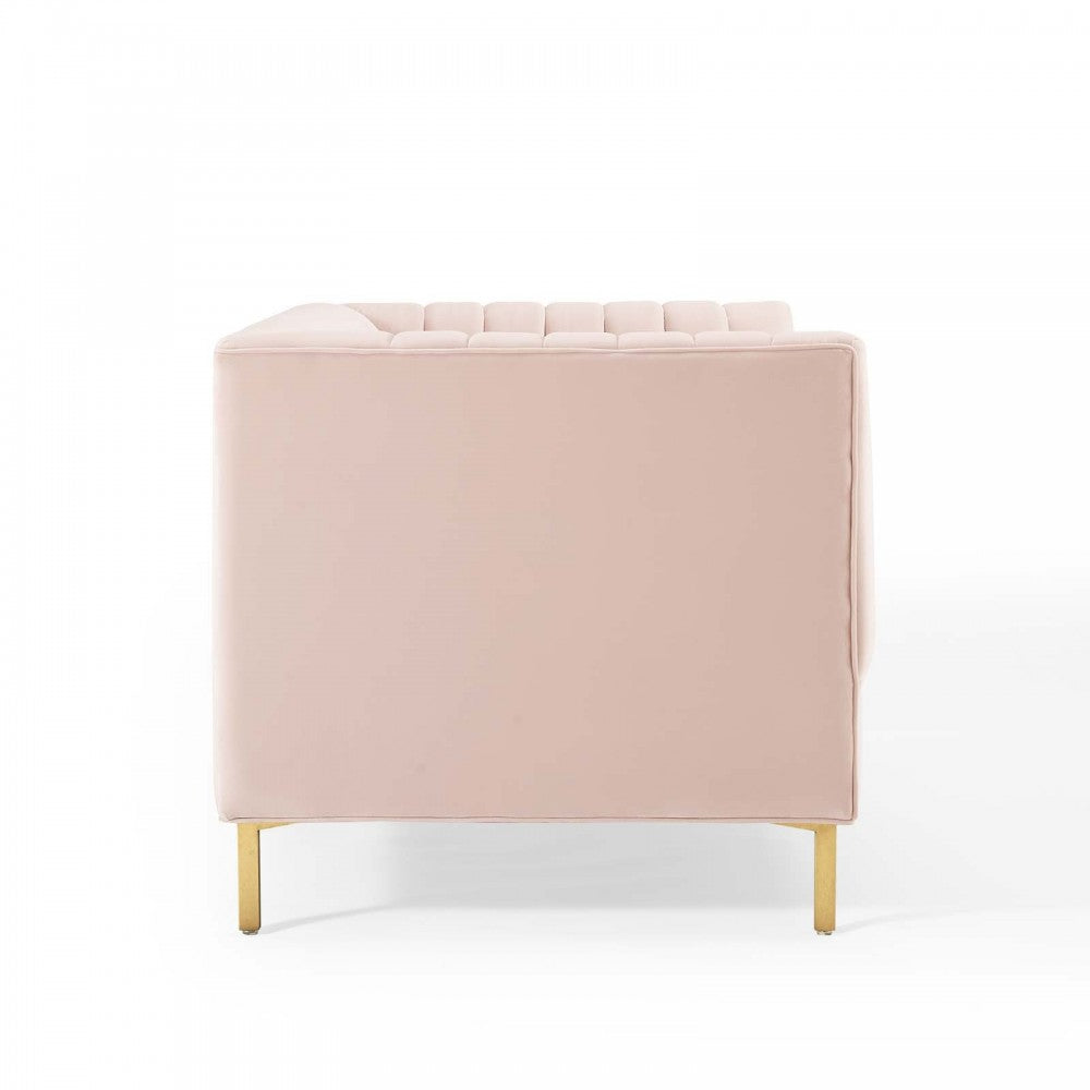 Shift Channel Tufted Performance Velvet Loveseat, Pink