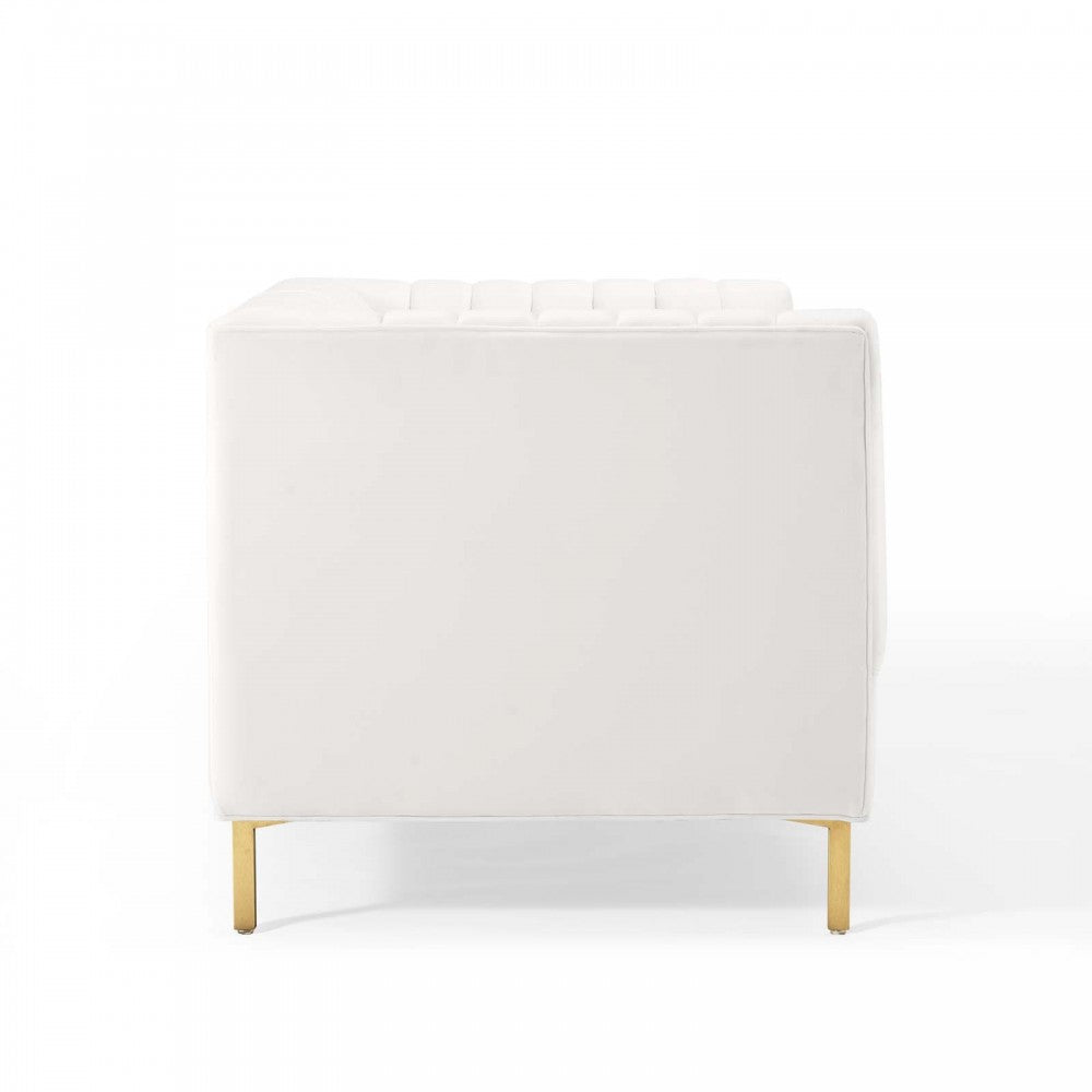 Shift Channel Tufted Performance Velvet Loveseat, White