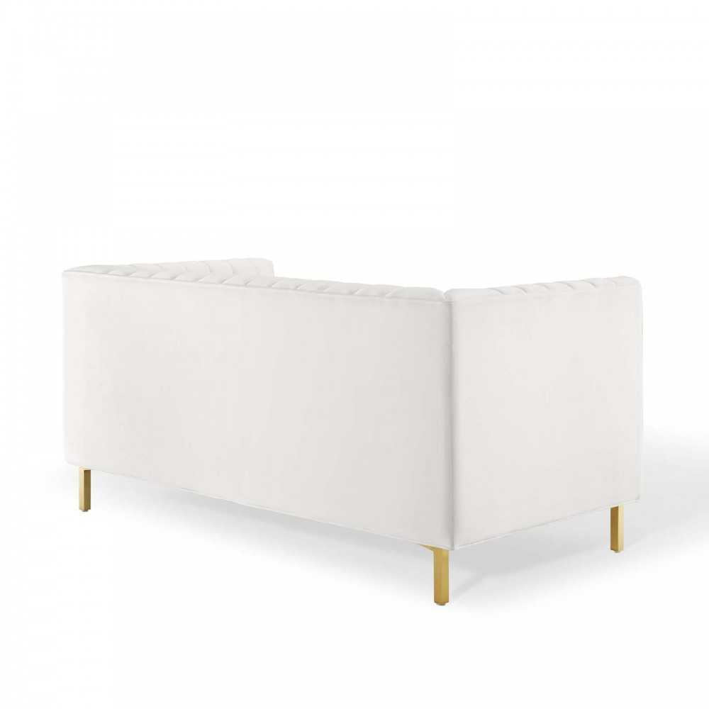 Shift Channel Tufted Performance Velvet Loveseat, White