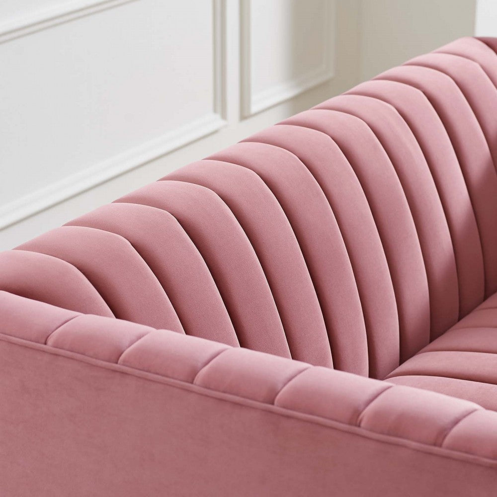 Shift Channel Tufted Performance Velvet Loveseat, Dusty Rose