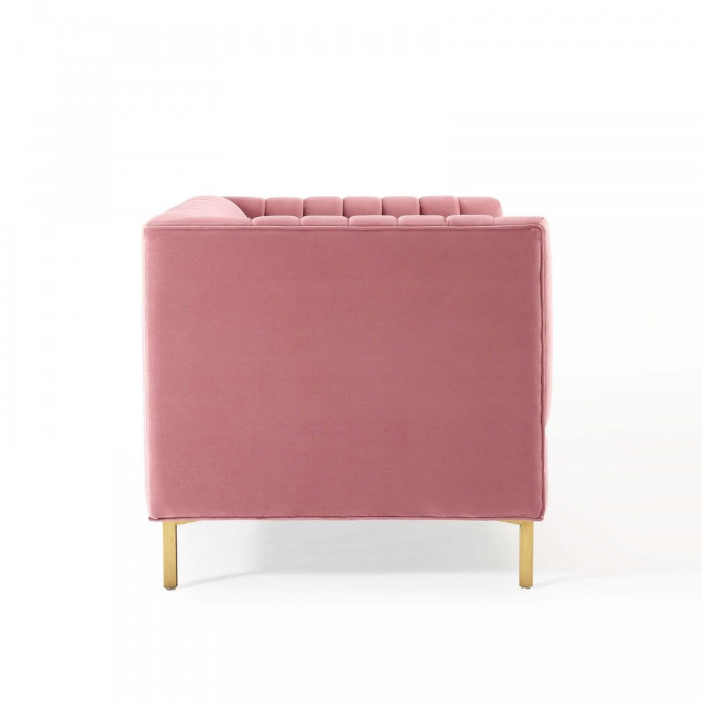 Shift Channel Tufted Performance Velvet Loveseat, Dusty Rose