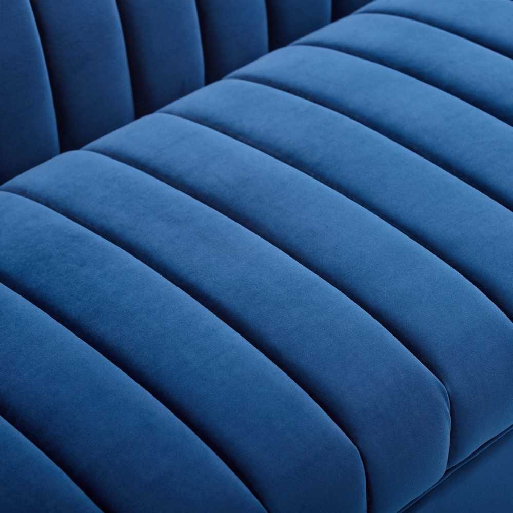 Shift Channel Tufted Performance Velvet Sofa, Navy