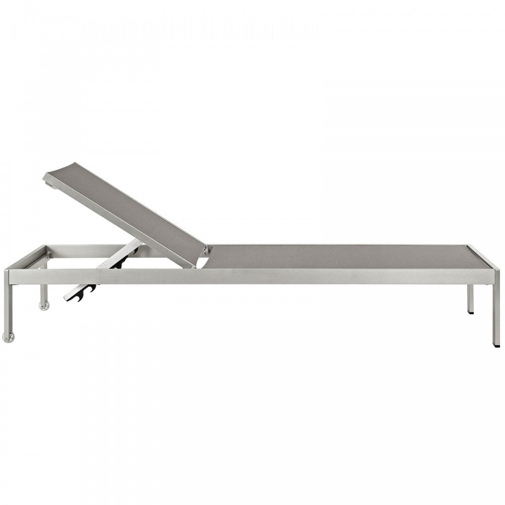 Shore 2 Piece Outdoor Patio Aluminum Set, Silver Gray, EEI-2470-SLV-GRY-SET