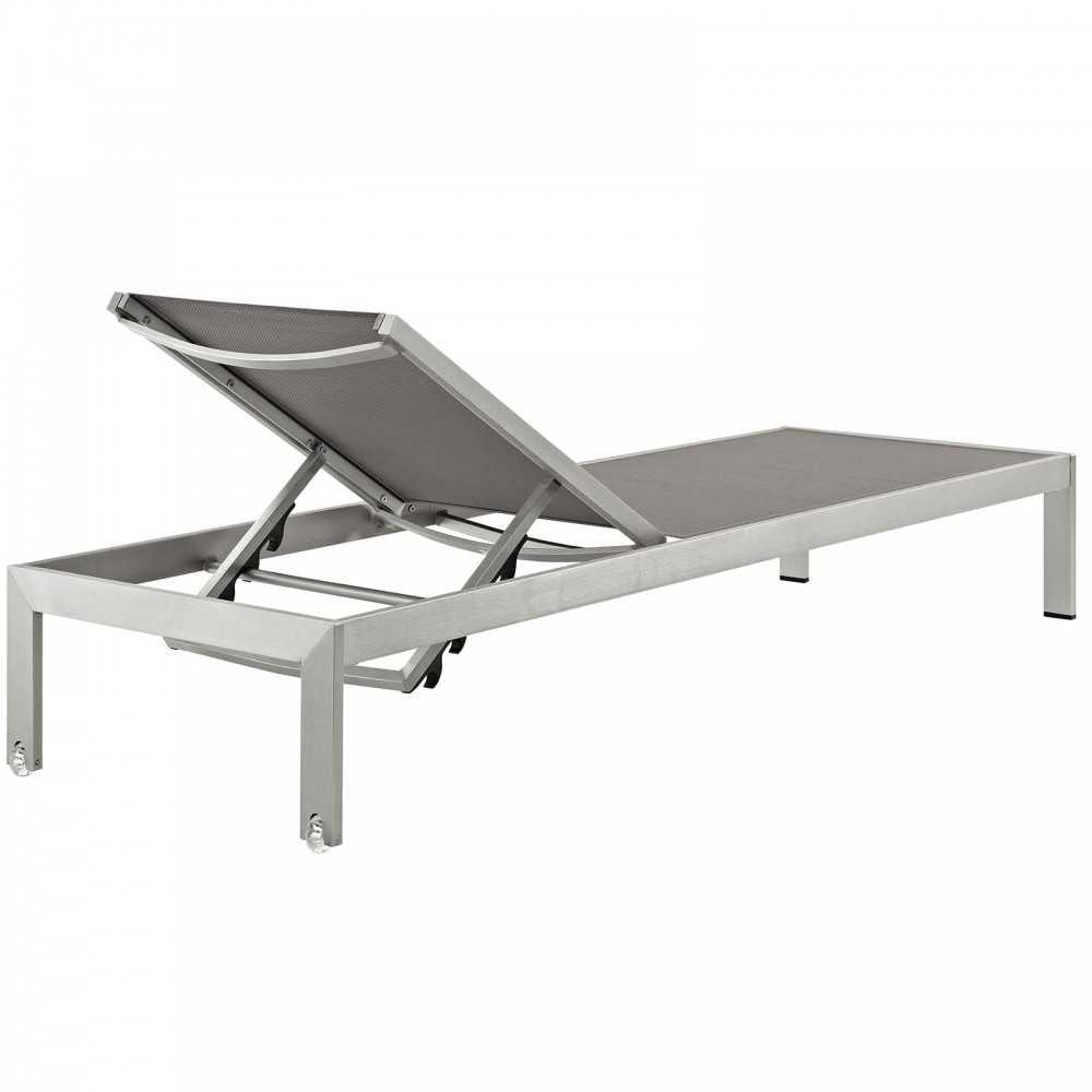 Shore 2 Piece Outdoor Patio Aluminum Set, Silver Gray, EEI-2470-SLV-GRY-SET