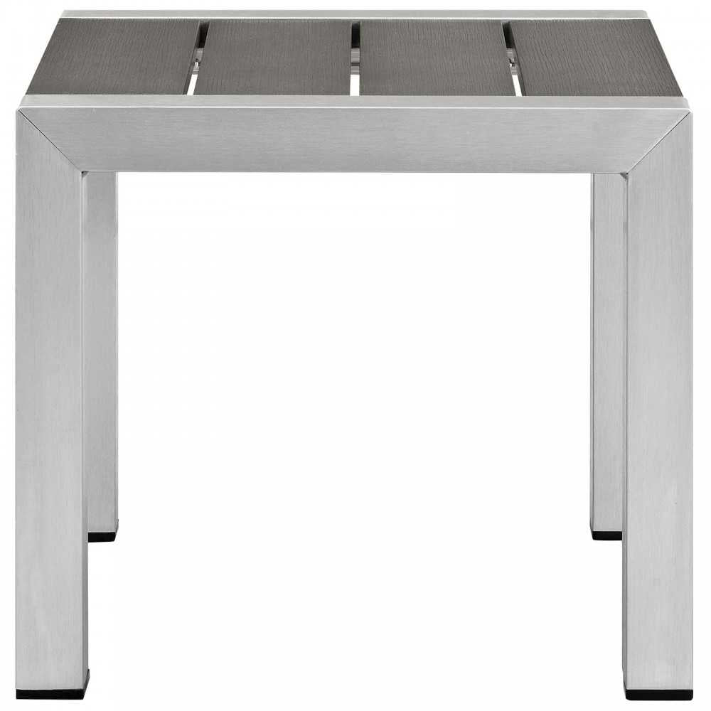 Shore 2 Piece Outdoor Patio Aluminum Set, Silver Gray, EEI-2470-SLV-GRY-SET