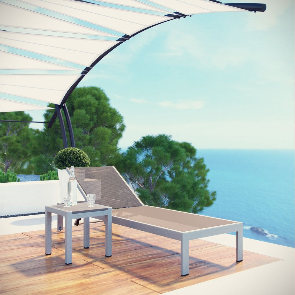 Shore 2 Piece Outdoor Patio Aluminum Set, Silver Gray, EEI-2470-SLV-GRY-SET