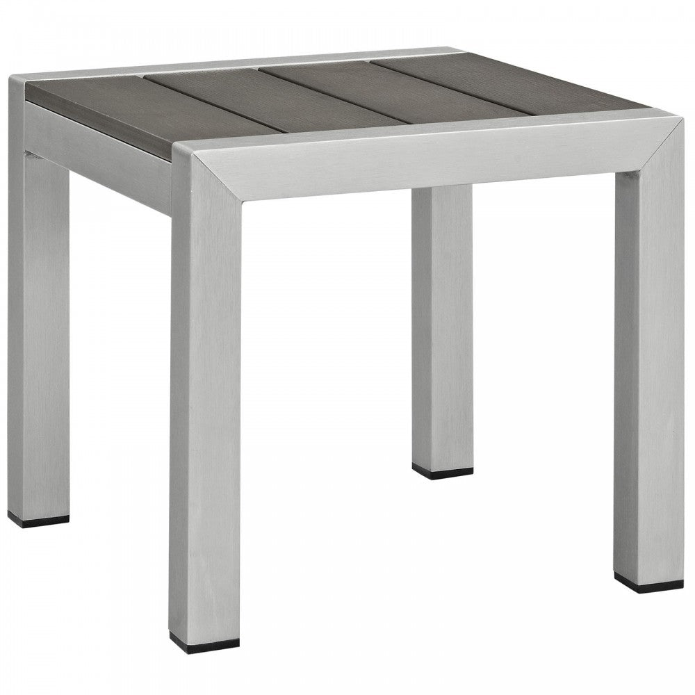 Shore 2 Piece Outdoor Patio Aluminum Set, Silver Gray, EEI-2465-SLV-GRY-SET