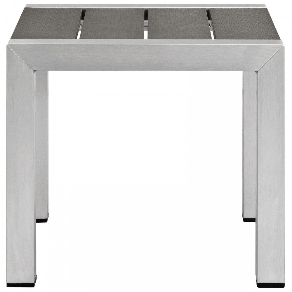 Shore 3 Piece Outdoor Patio Aluminum Set, Silver Gray, EEI-2471-SLV-GRY-SET