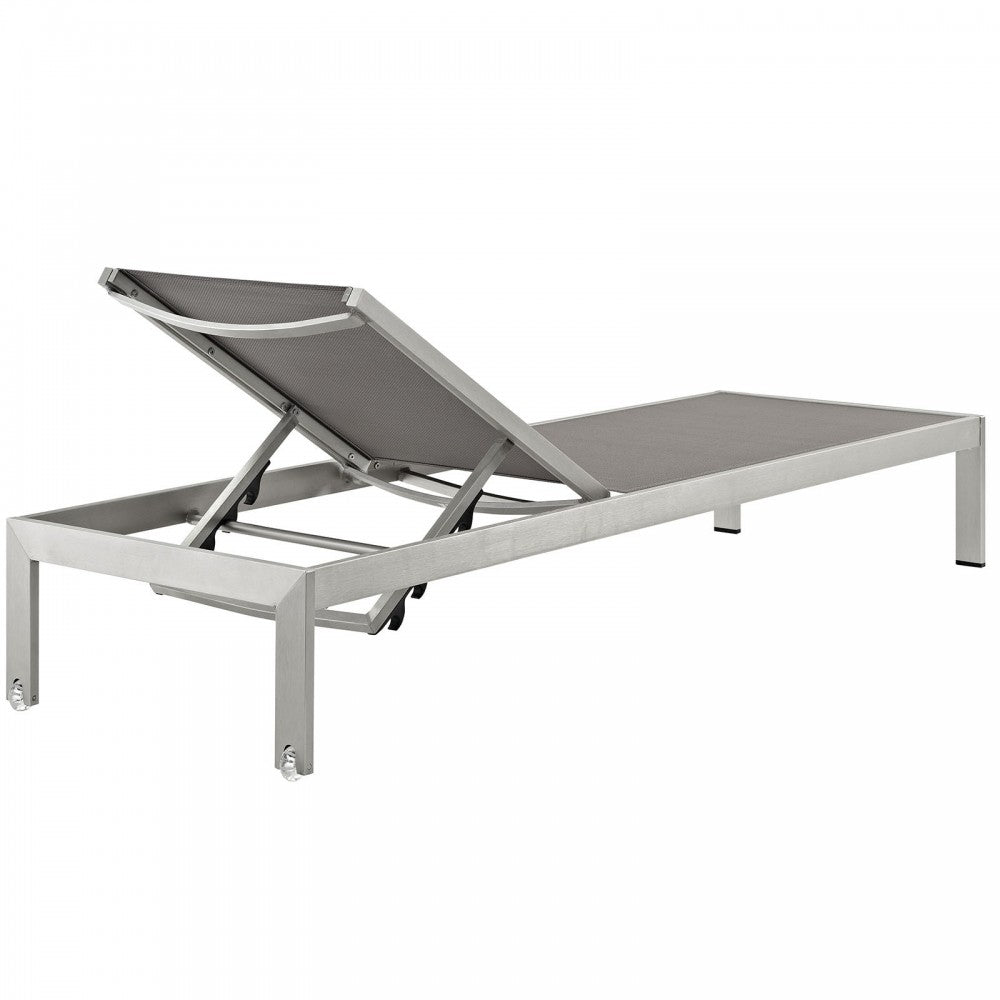 Shore 3 Piece Outdoor Patio Aluminum Set, Silver Gray, EEI-2471-SLV-GRY-SET