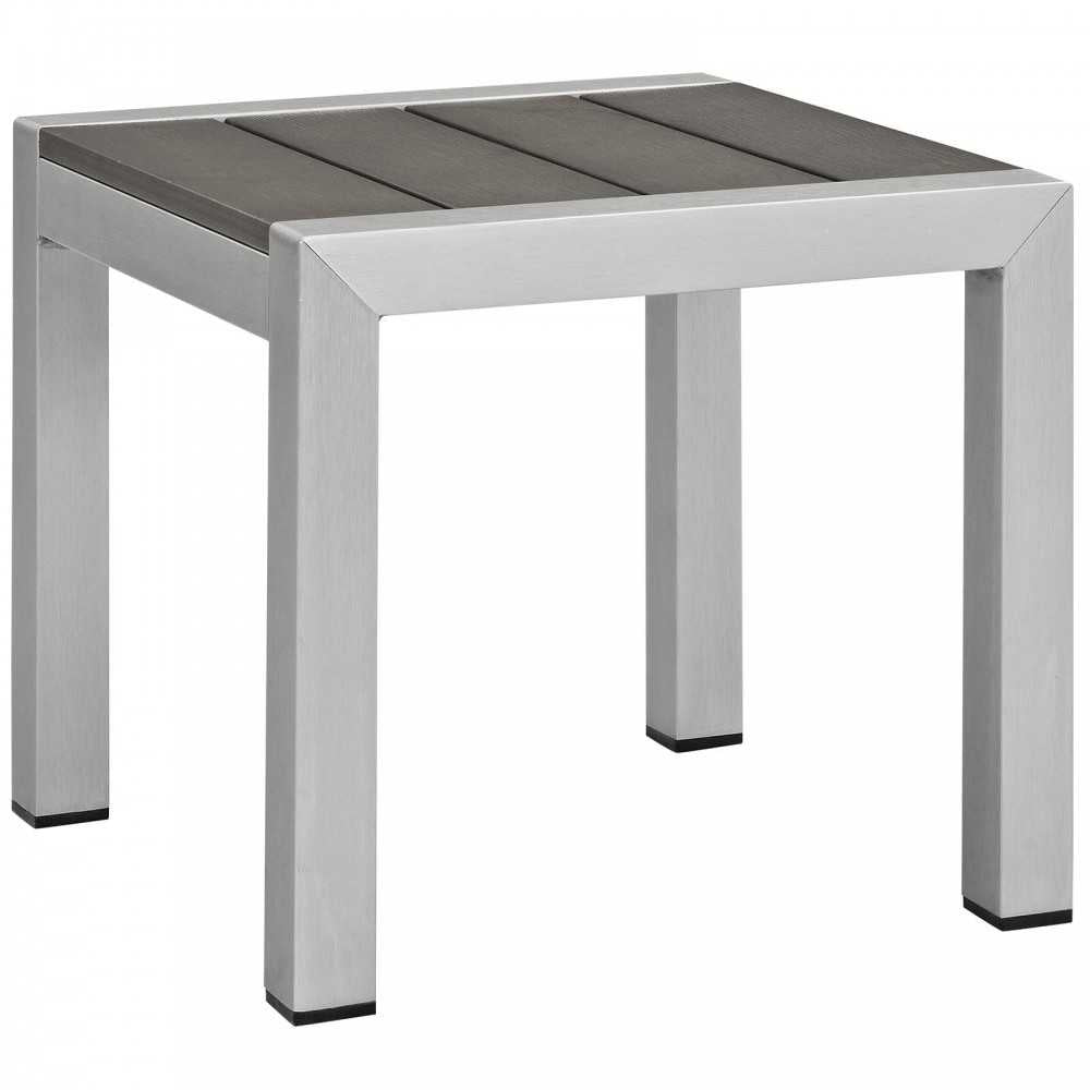 Shore 3 Piece Outdoor Patio Aluminum Set, Silver Gray, EEI-2471-SLV-GRY-SET