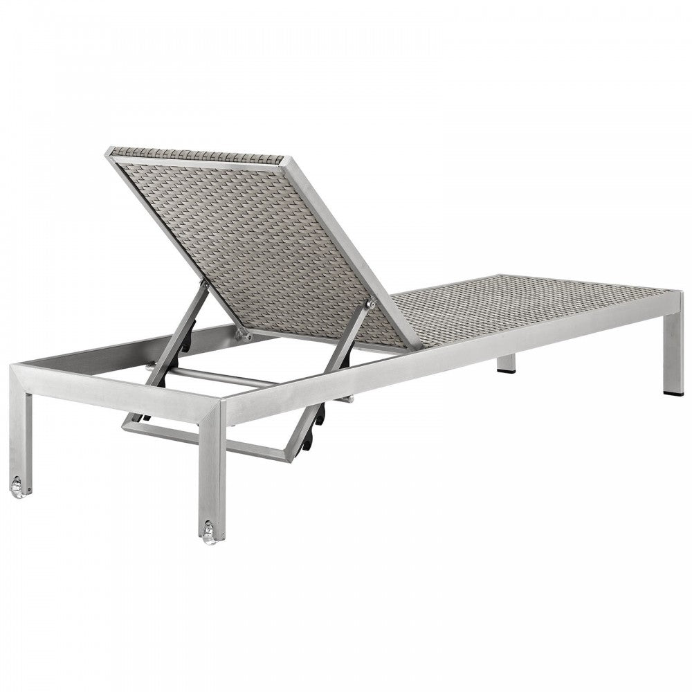 Shore 3 Piece Outdoor Patio Aluminum Set, Silver Gray, EEI-2476-SLV-GRY-SET