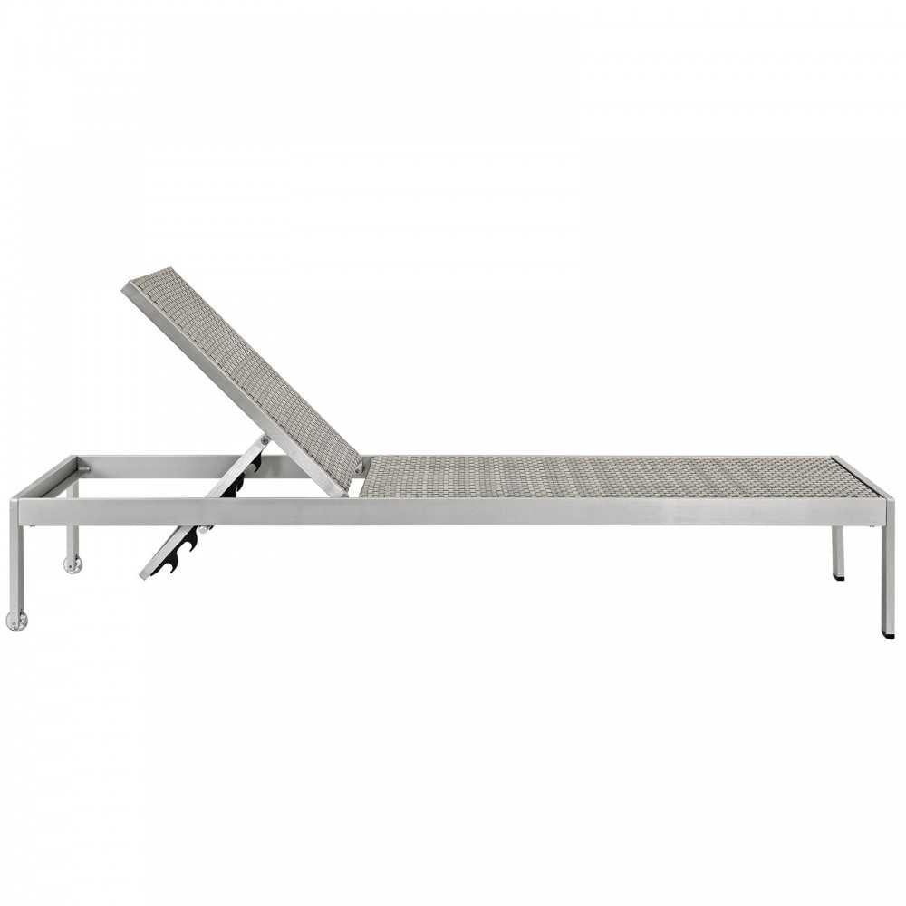 Shore 3 Piece Outdoor Patio Aluminum Set, Silver Gray, EEI-2476-SLV-GRY-SET