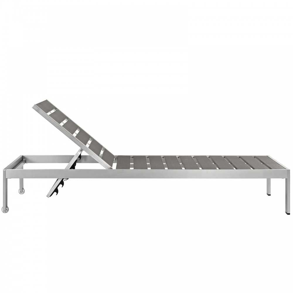 Shore 3 Piece Outdoor Patio Aluminum Set, Silver Gray, EEI-2466-SLV-GRY-SET
