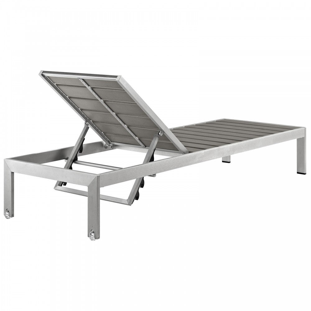 Shore 3 Piece Outdoor Patio Aluminum Set, Silver Gray, EEI-2466-SLV-GRY-SET