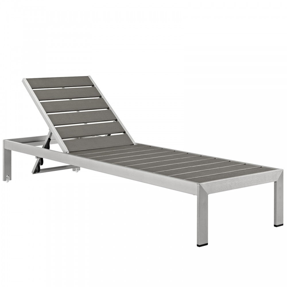Shore 3 Piece Outdoor Patio Aluminum Set, Silver Gray, EEI-2466-SLV-GRY-SET