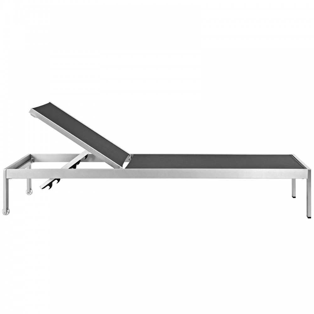 Shore Chaise Outdoor Patio Aluminum Set of 2, Silver Black