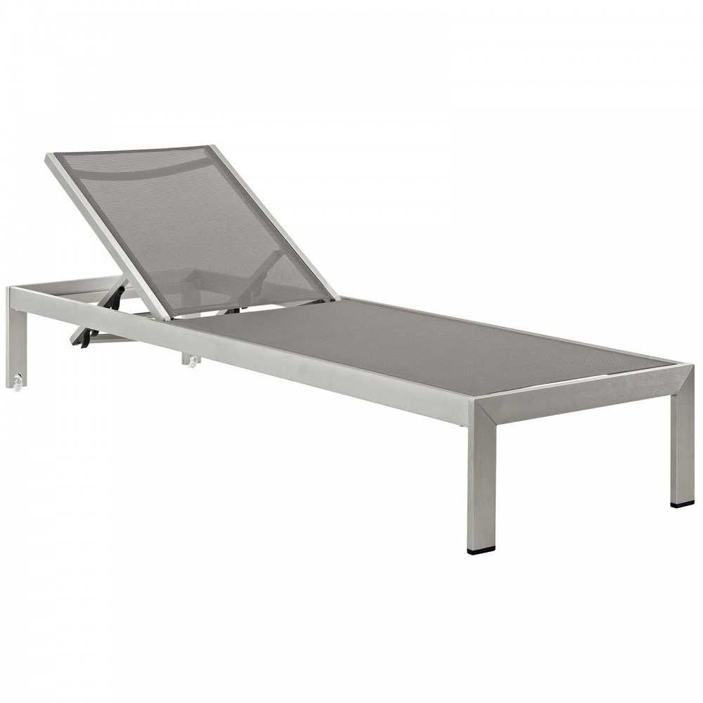 Shore Chaise Outdoor Patio Aluminum Set of 2, Silver Gray, EEI-2472-SLV-GRY-SET