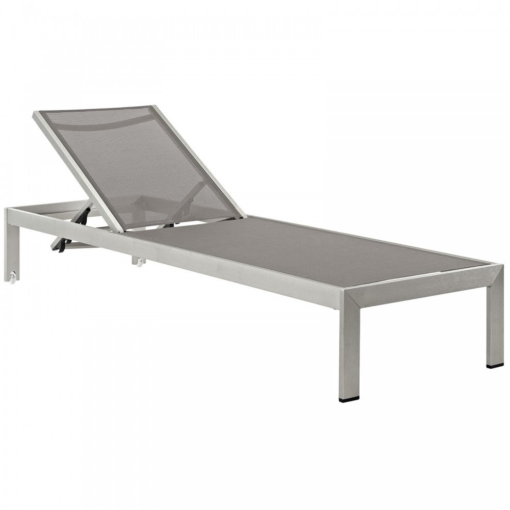 Shore Chaise Outdoor Patio Aluminum Set of 4, Silver Gray, EEI-2473-SLV-GRY-SET