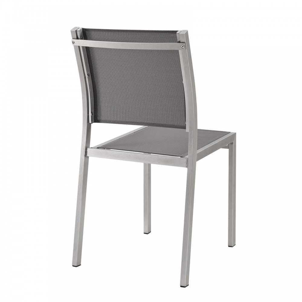 Shore Side Chair Outdoor Patio Aluminum Set of 2, Silver Gray