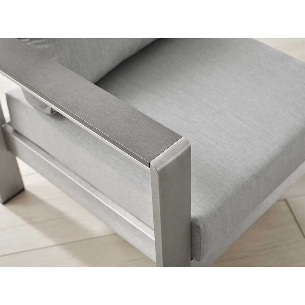 Shore Sunbrella Fabric Aluminum Outdoor Patio Armchair, Silver Gray
