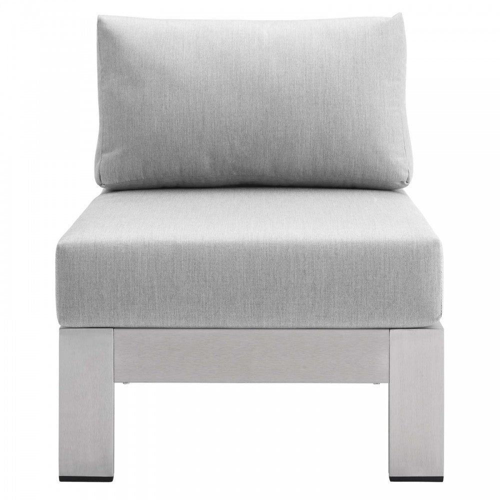 Shore Sunbrella Fabric Outdoor Patio Aluminum 3 Piece Set, Silver Gray, EEI-4312-SLV-GRY-SET