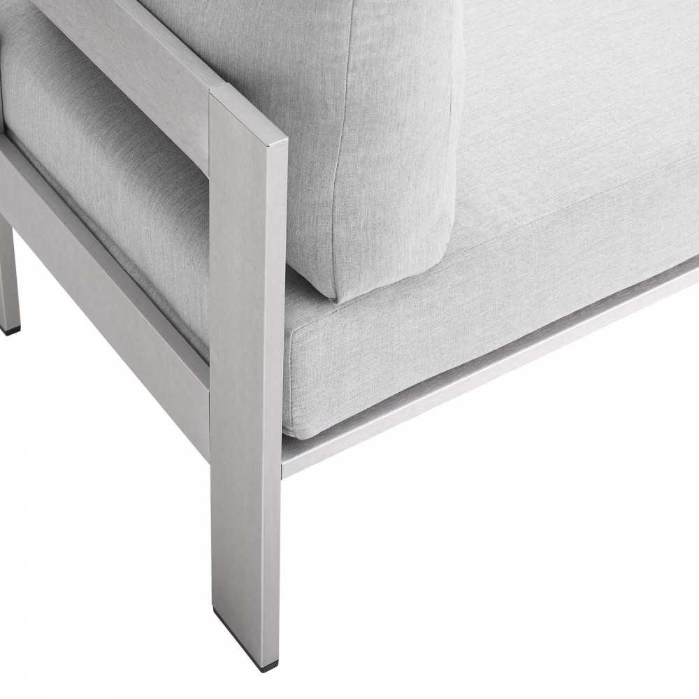Shore Sunbrella Fabric Outdoor Patio Aluminum 3 Piece Set, Silver Gray, EEI-4312-SLV-GRY-SET