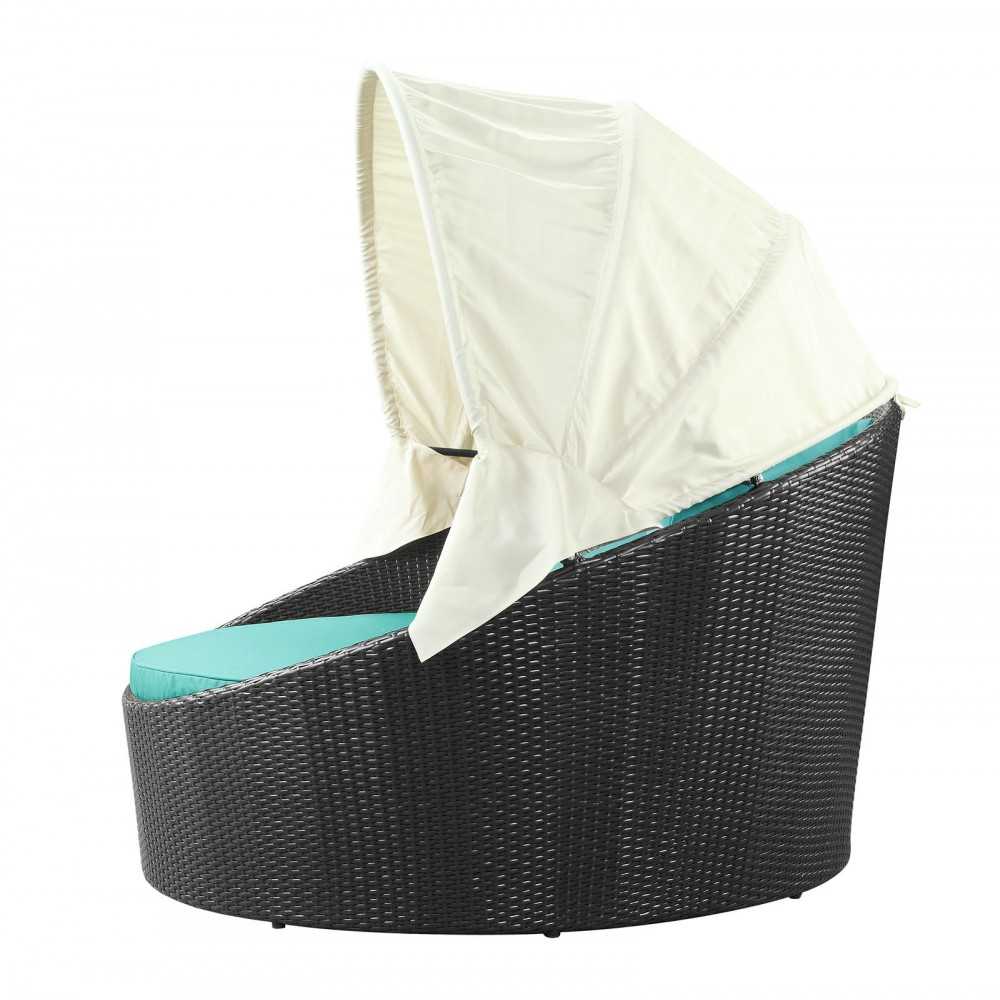 Siesta Canopy Outdoor Patio Daybed, Espresso Turquoise