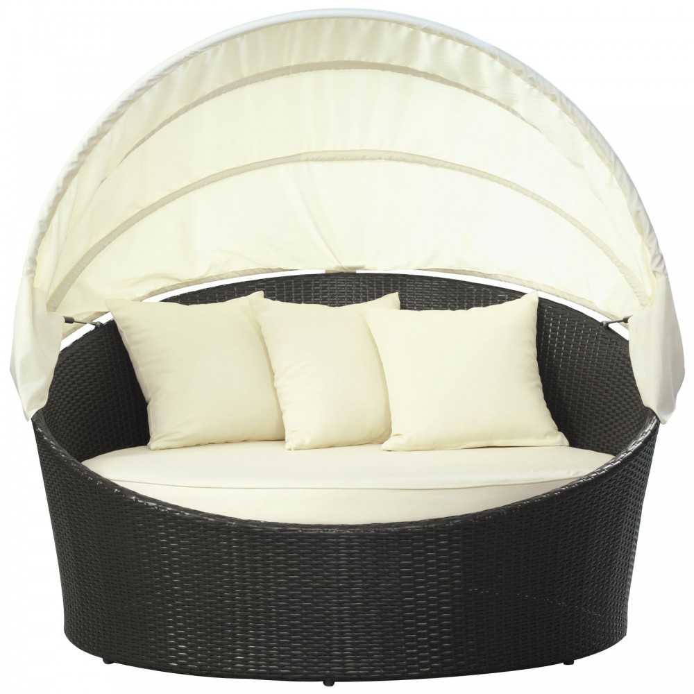 Siesta Canopy Outdoor Patio Daybed, Espresso White