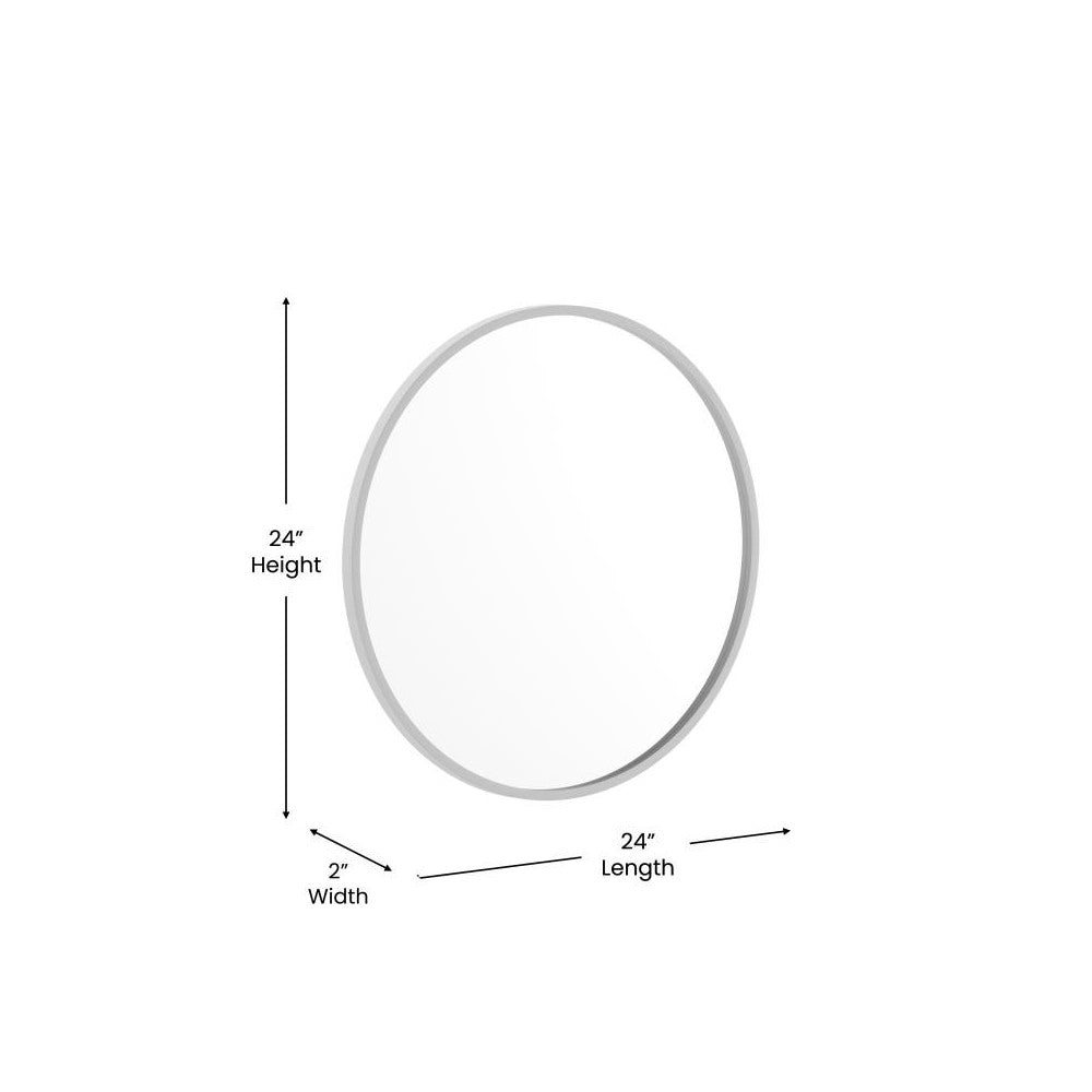 Silver 24" Round Wall Mirror