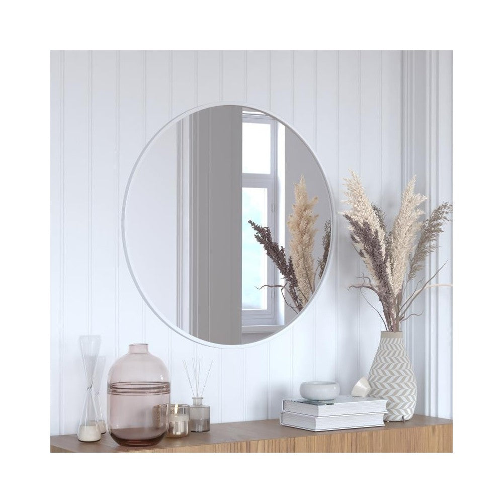 Silver 30" Round Wall Mirror