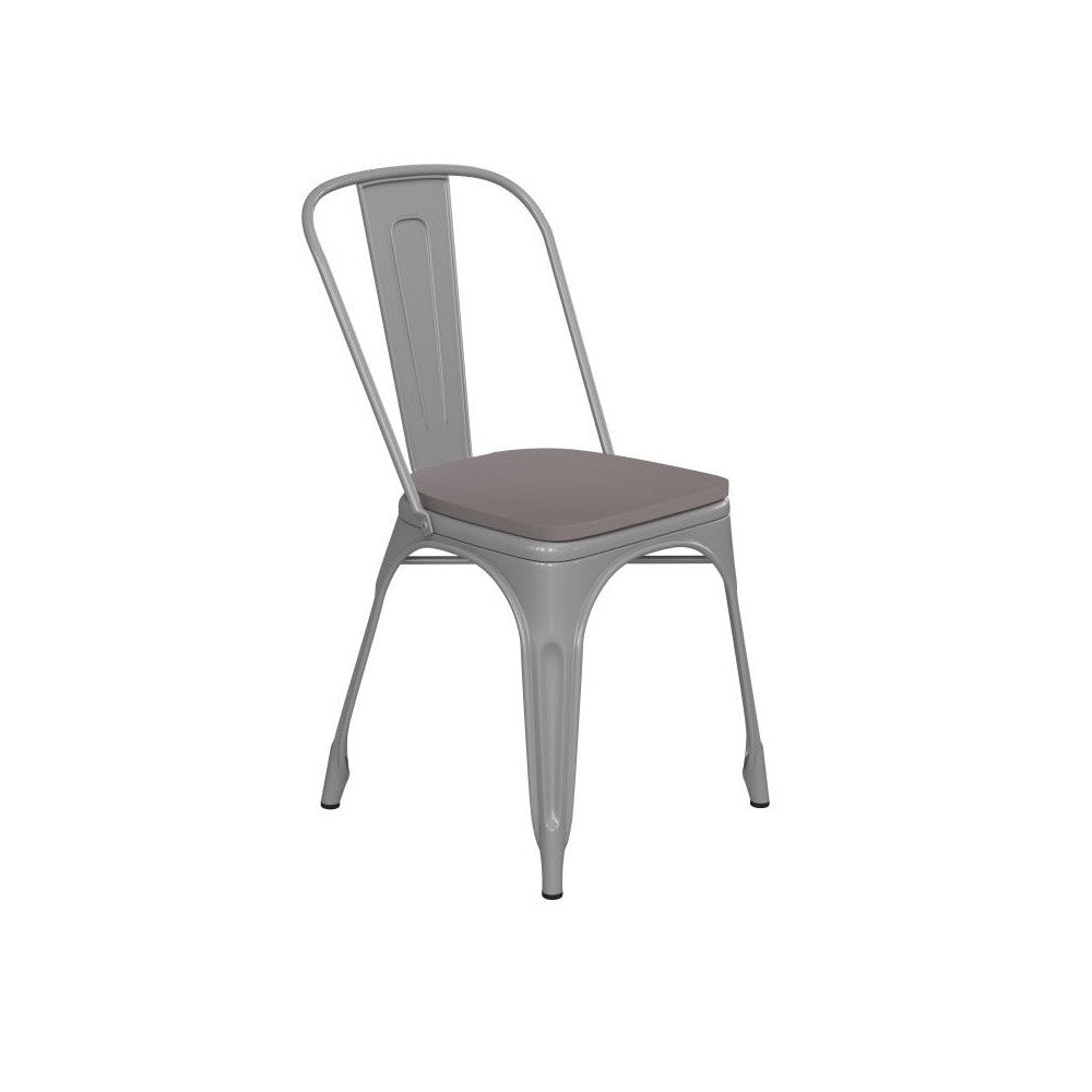 Silver Metal Chair-Gray Seat