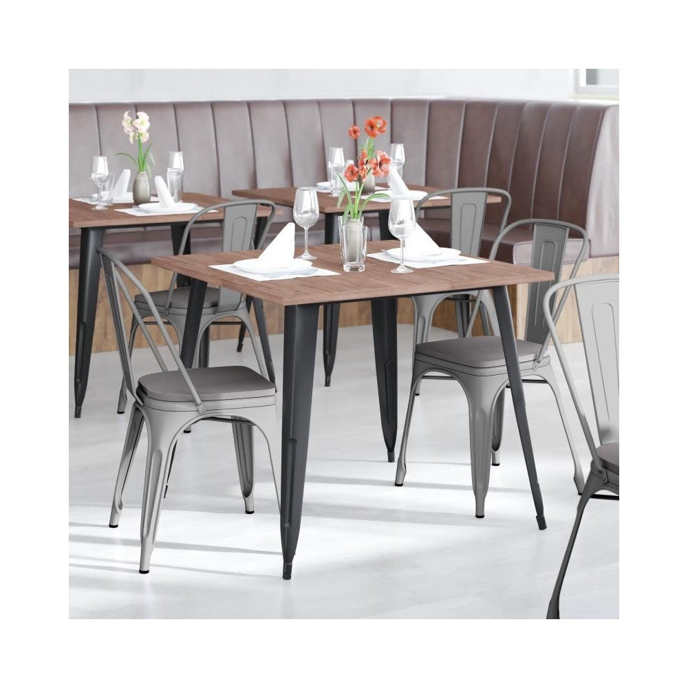 Silver Metal Chair-Gray Seat
