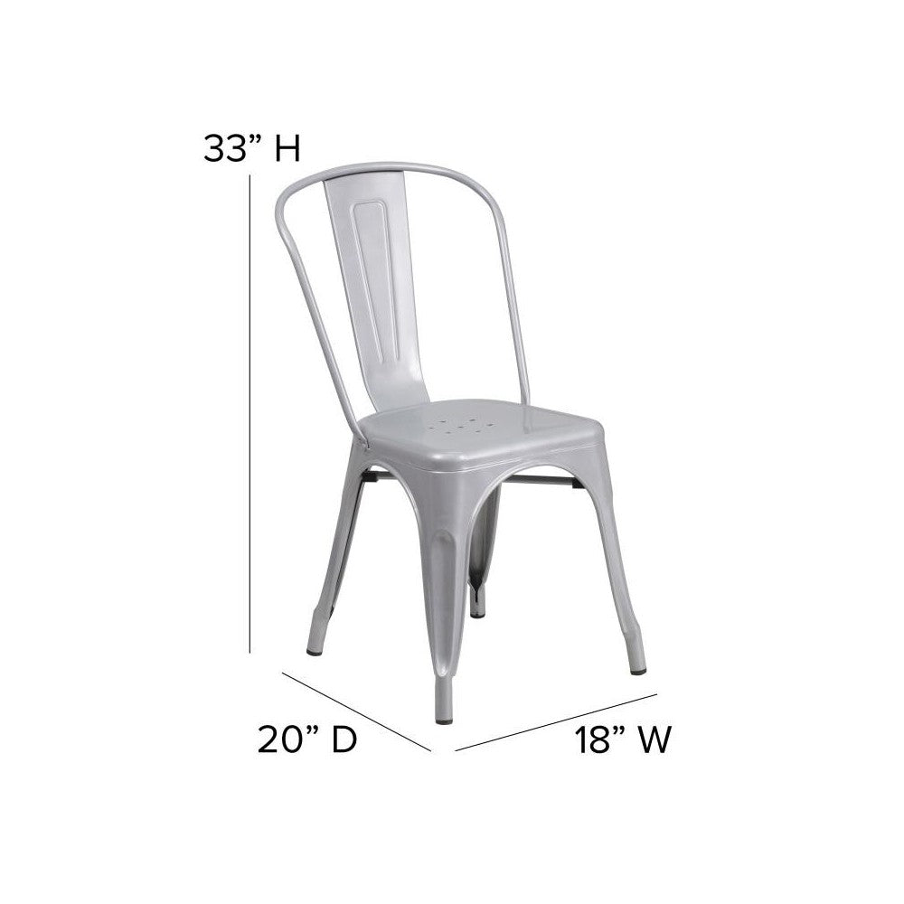 Silver Metal Chair-Gray Seat