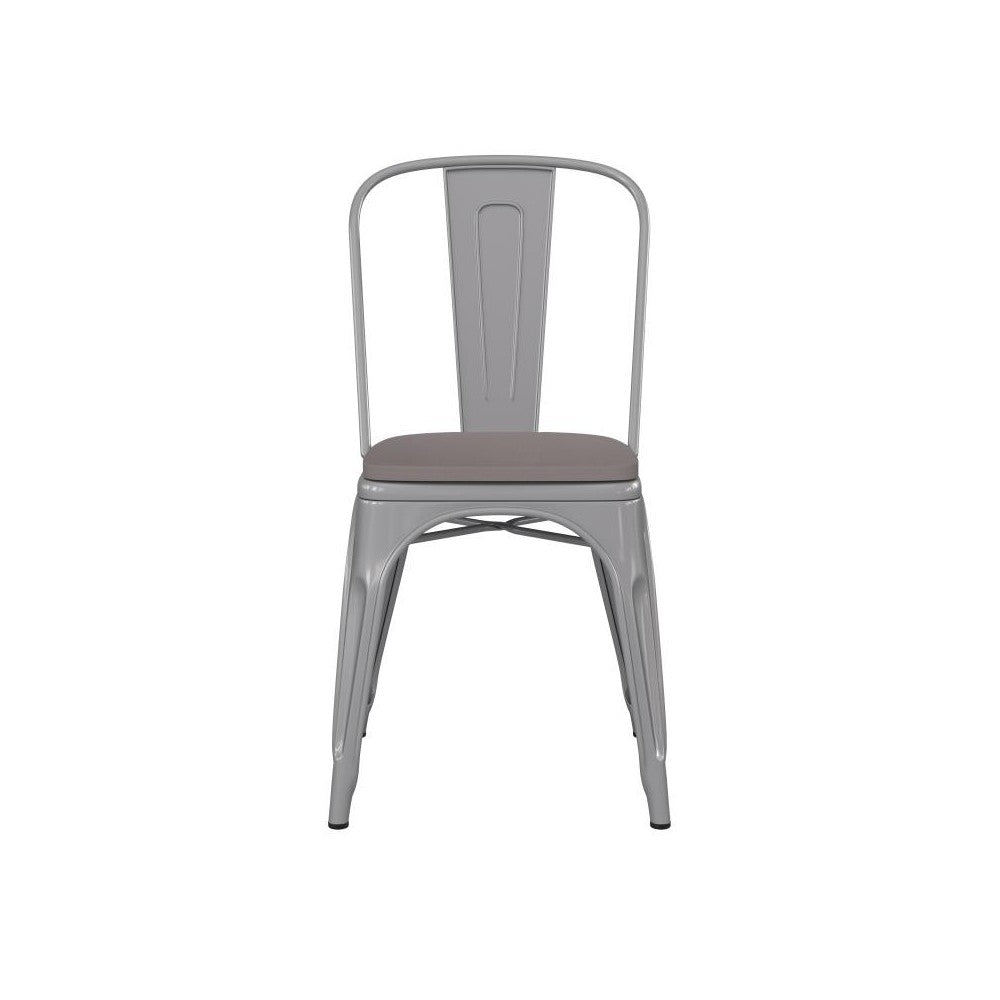 Silver Metal Chair-Gray Seat