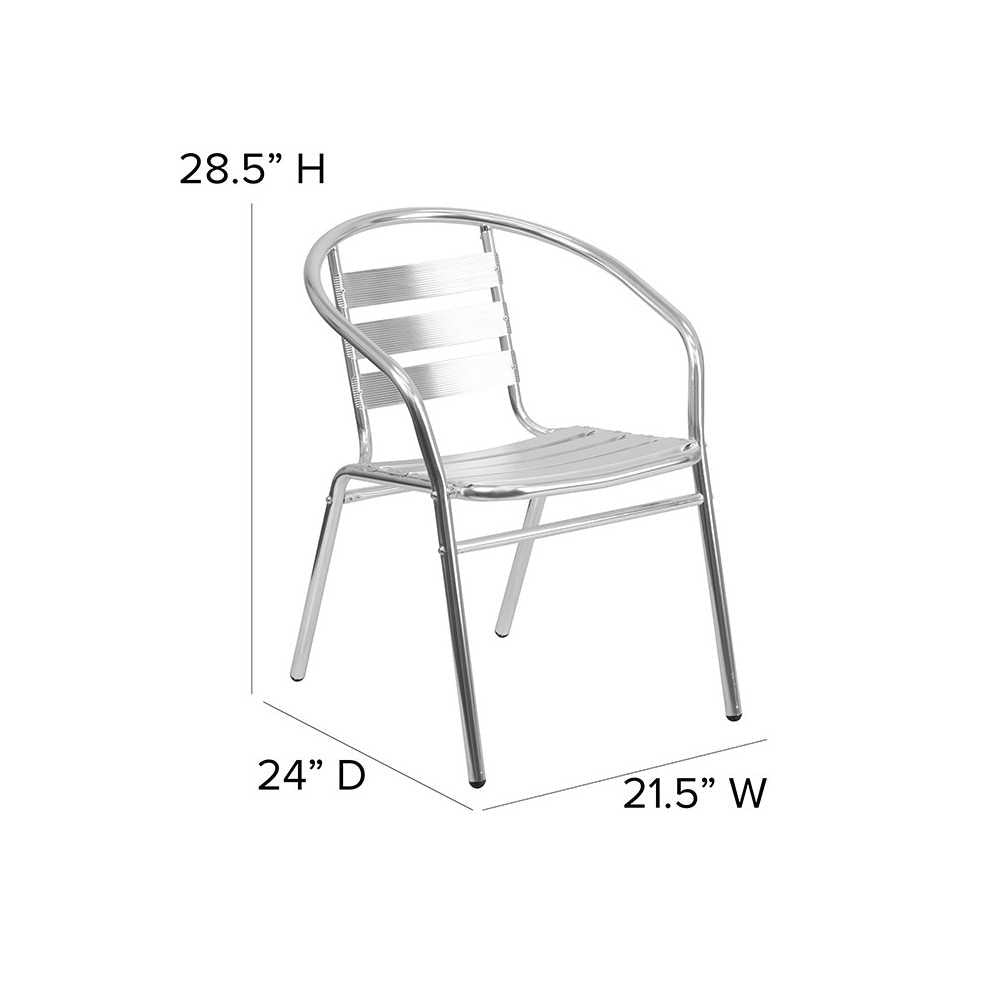 Silver Metal Restaurant Stack Chair with Aluminum Slats