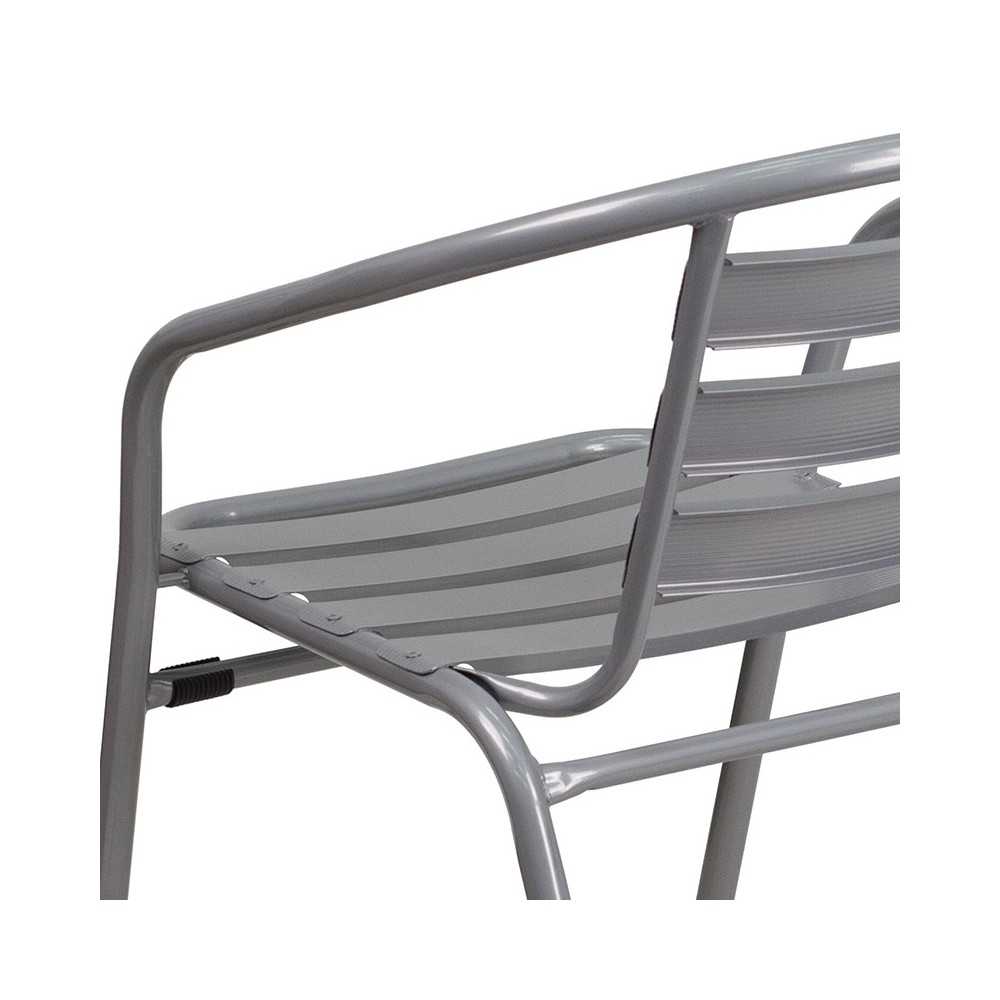 Silver Metal Restaurant Stack Chair with Aluminum Slats