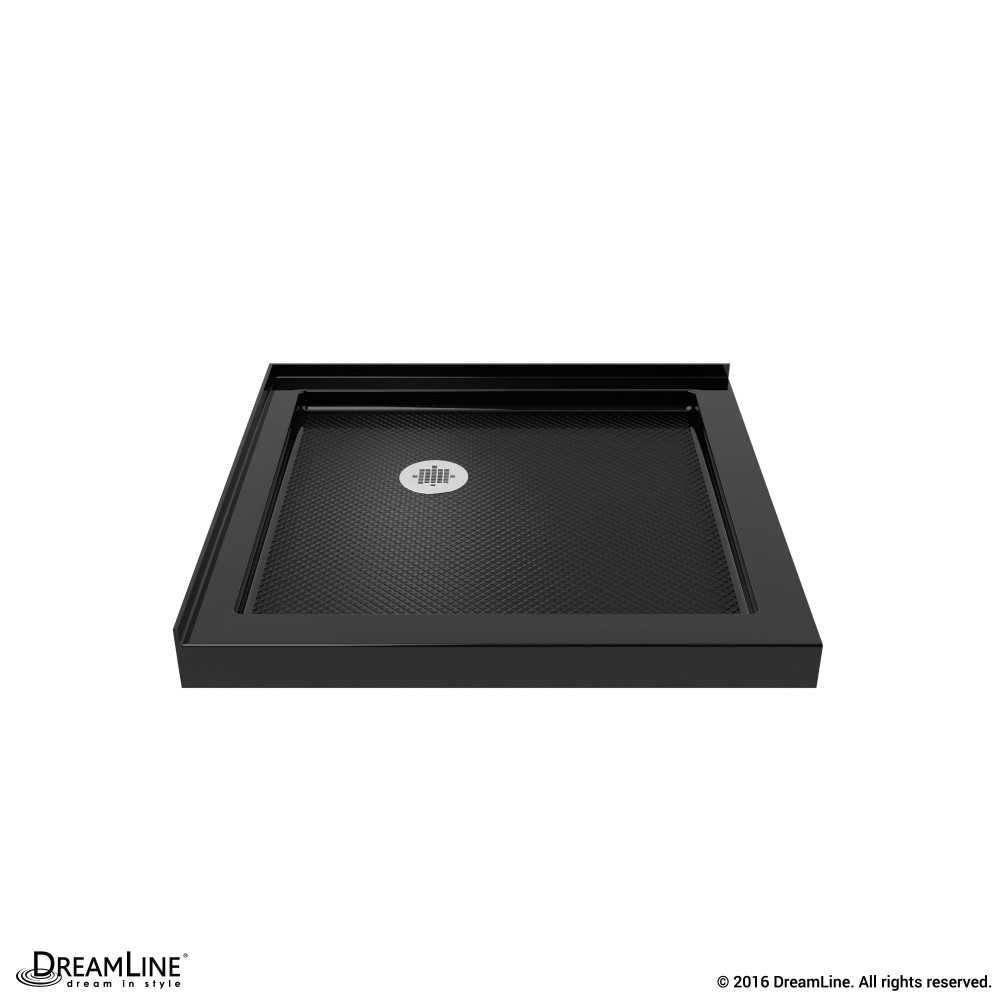 SlimLine 32 in. D x 32 in. W x 2 3/4 in. H Corner Drain Double Threshold Shower Base in Black