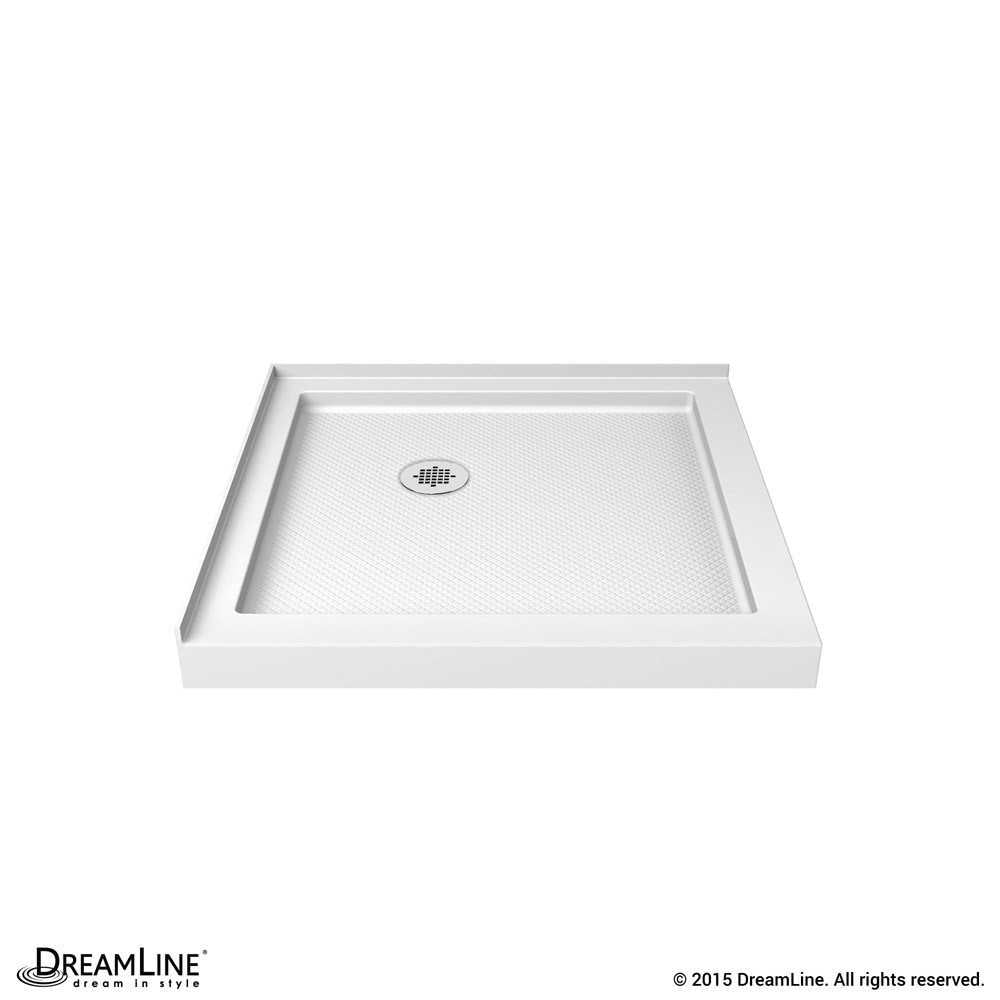SlimLine 32 in. D x 32 in. W x 2 3/4 in. H Corner Drain Double Threshold Shower Base in White