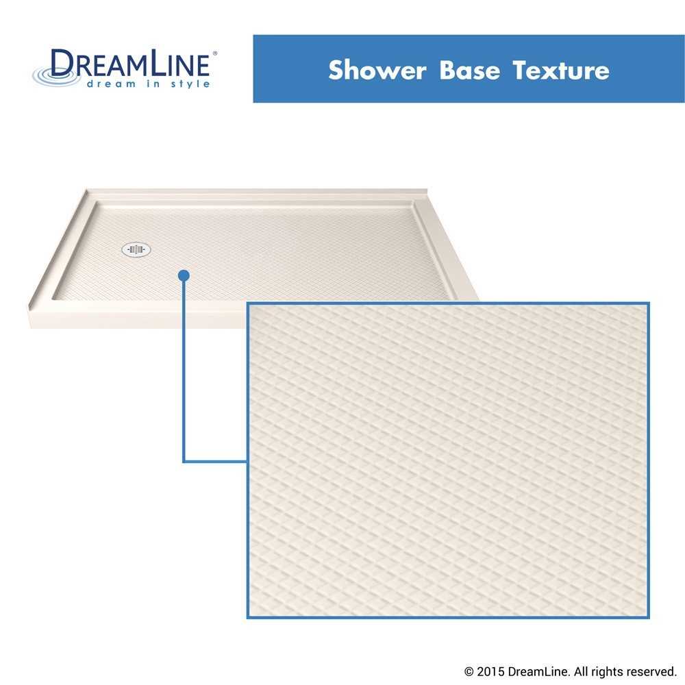 SlimLine 34 in. D x 48 in. W x 2 3/4 in. H Left Drain Double Threshold Shower Base in Biscuit