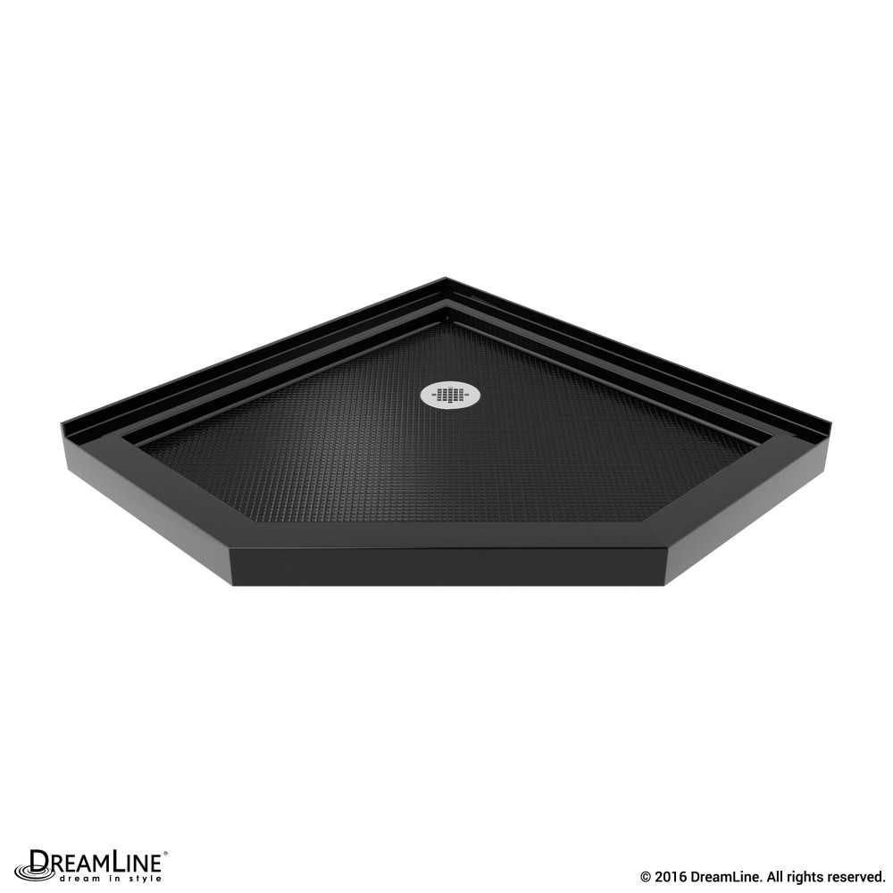 SlimLine 36 in. D x 36 in. W x 2 3/4 in. H Corner Drain Neo-Angle Shower Base in Black