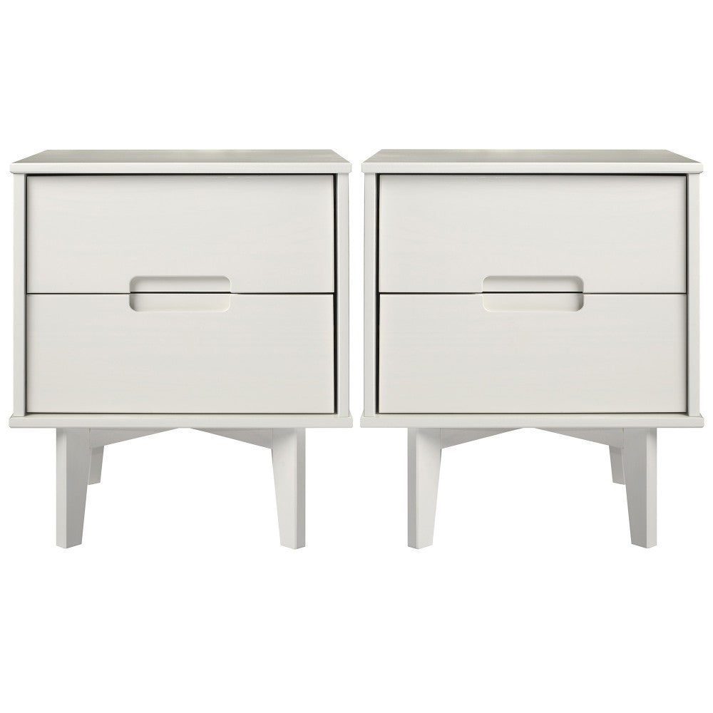 Sloane 2 Drawer Groove Handle Wood Nightstand - White