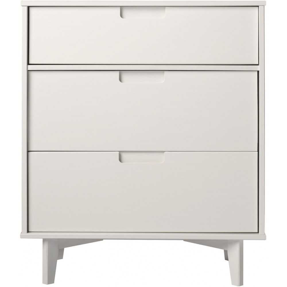 Sloane 3 Drawer Groove Handle Wood Dresser - White
